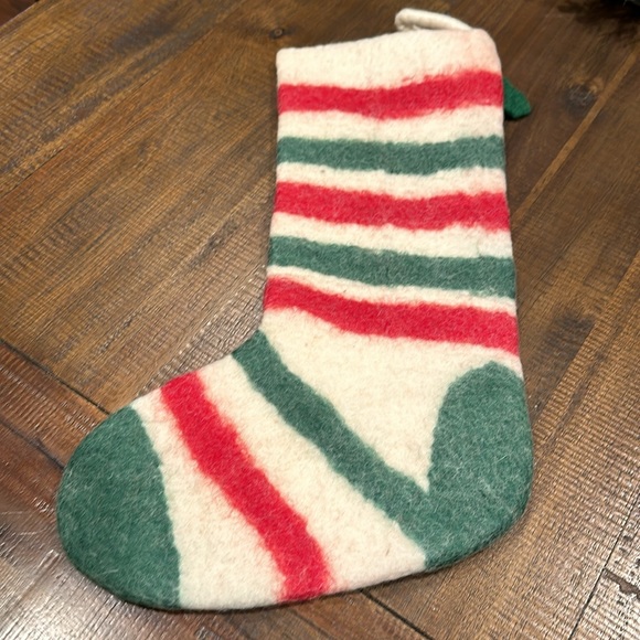 World Market Red Felted Wool Christmas Stocking NEW - Picture 4 of 4